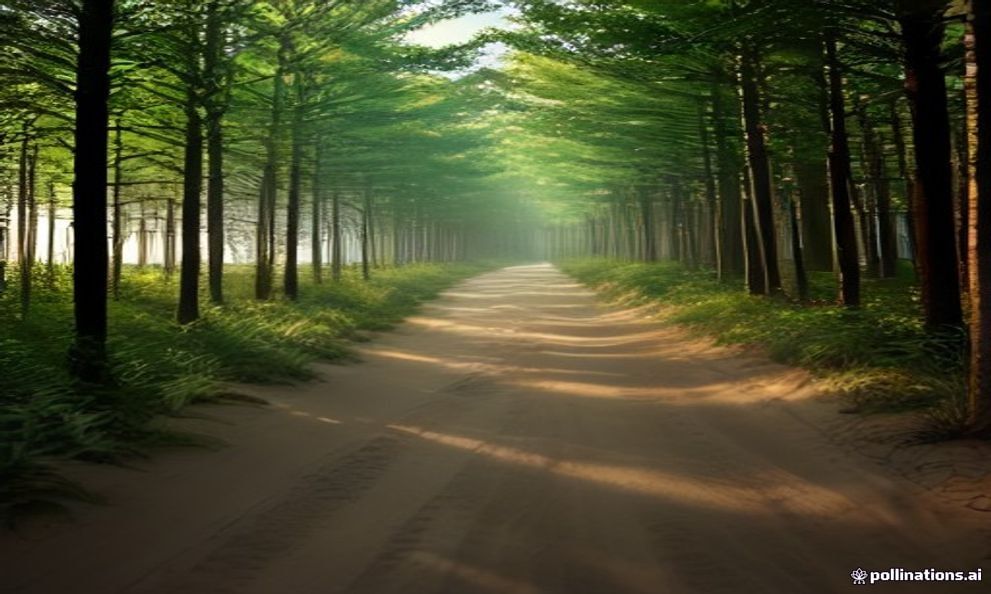 A wide, empty Baltic beach backed by pine forest near Gdańsk on a calm summer day.