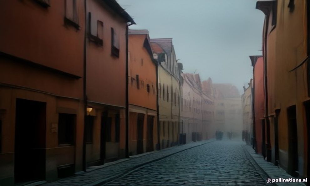 Długa street in Gdańsk Old Town in early morning, with narrow Hanseatic merchant houses lining the cobblestone road.