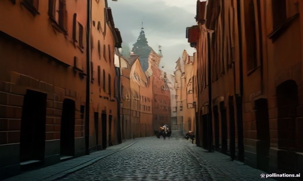 Mariacka Street in Gdańsk — a narrow Gothic lane with elaborate entrance porches and amber stalls, opening toward St Mary's Church.