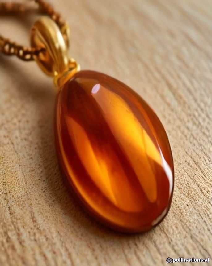 Baltic amber pendants in honey and cognac tones, displayed on warm wooden surface.