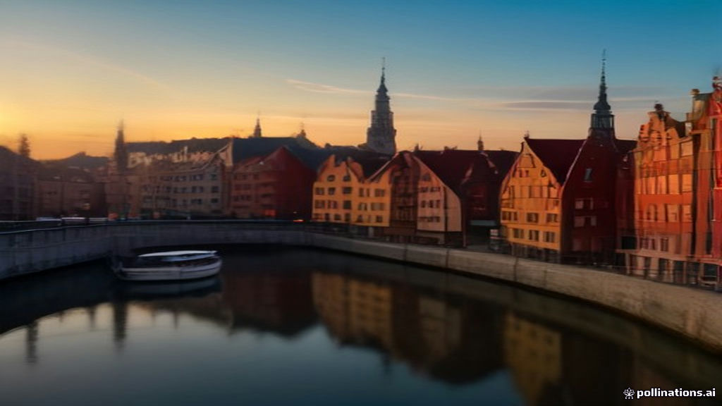 Gdansk Motlawa river waterfront medieval wooden Crane gabled houses