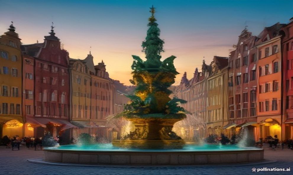 Długi Targ (Long Market) in Gdańsk at golden hour, with the Neptune Fountain centre-frame.