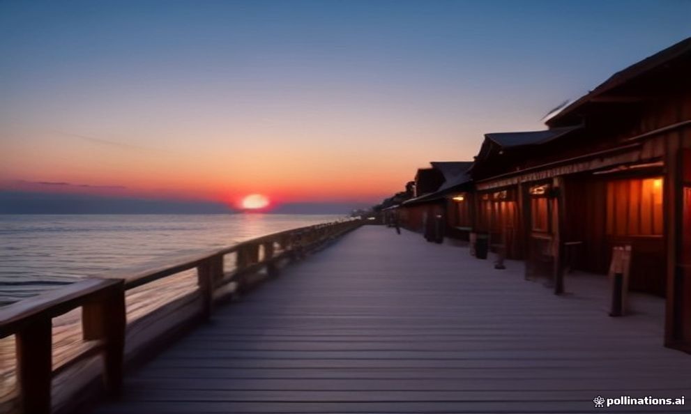 Sopot pier stretching into the Baltic at sunset.