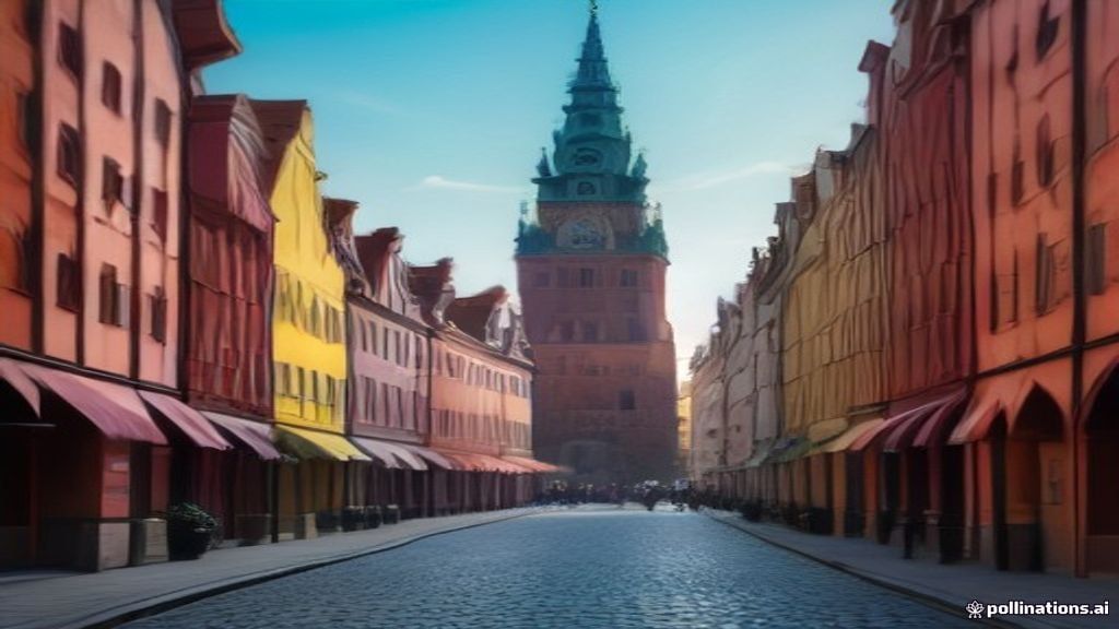 Gdansk Poland Long Market colourful gabled merchant houses Neptune fountain town hall tower summer morning