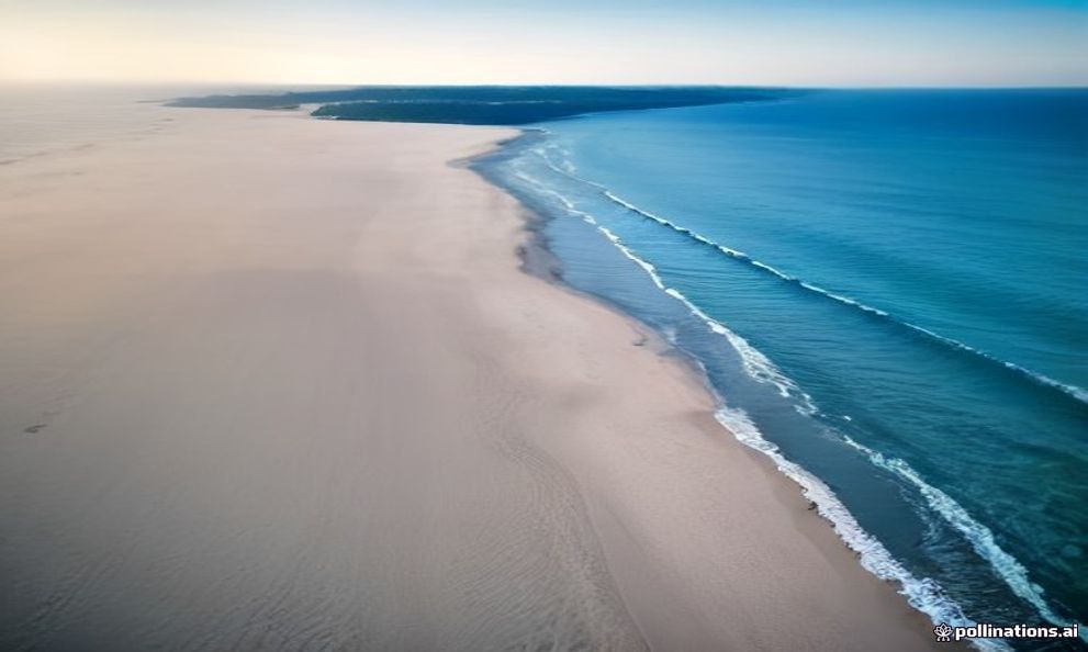 The wide sandy beach at Sopot stretching along the Gulf of Gdańsk on a clear summer afternoon.