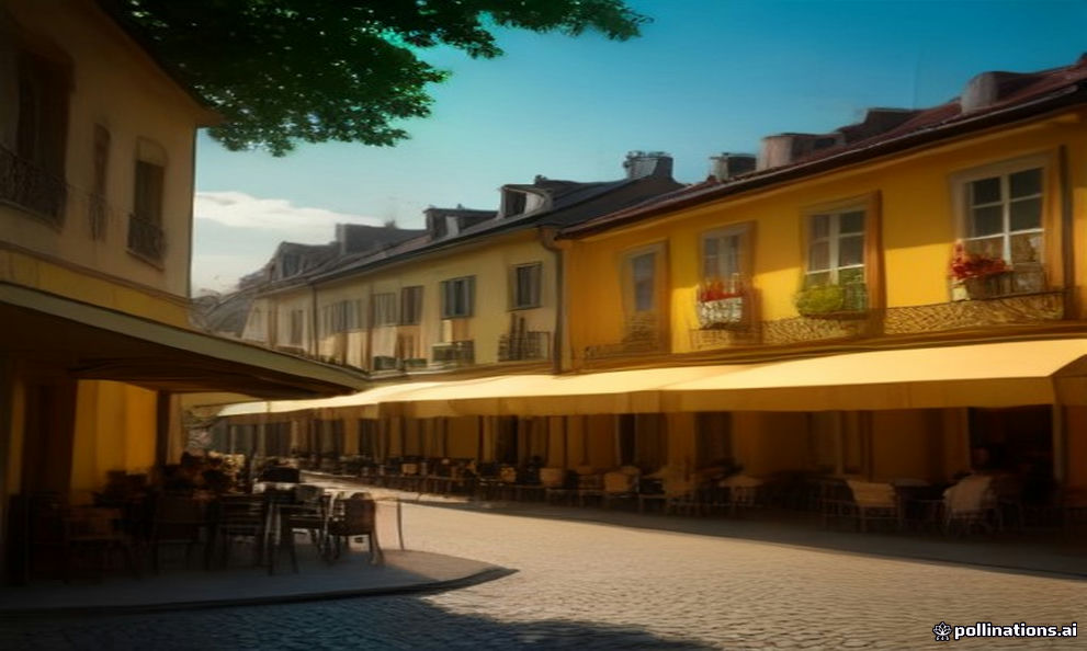 Monte Cassino street in Sopot lined with cafés and 19th-century villas, golden hour.