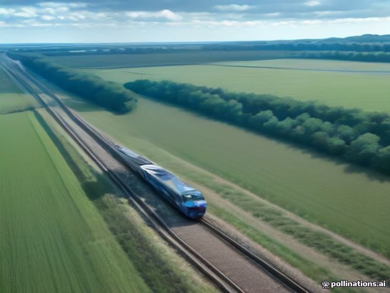 Polish intercity train speeding through green summer countryside flat landscape Pomerania blue sky