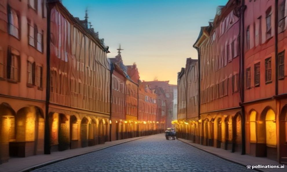 Mariacka Street in Gdańsk's old town at golden hour, baroque facades and amber shops.